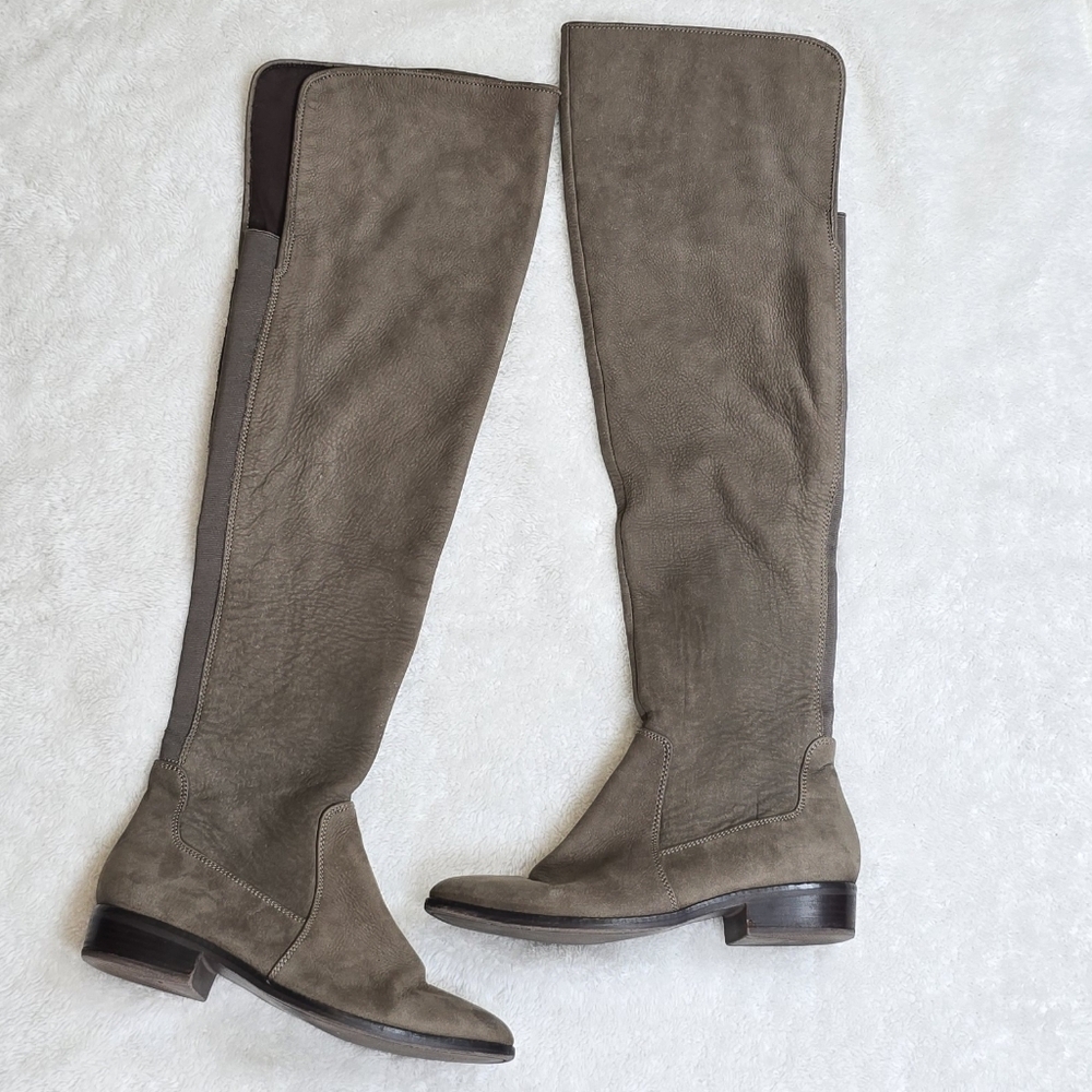 ALDO Chiaverini Nubuck OTK Boots Low Heel Thigh-High 7.5 Indie Sleaze